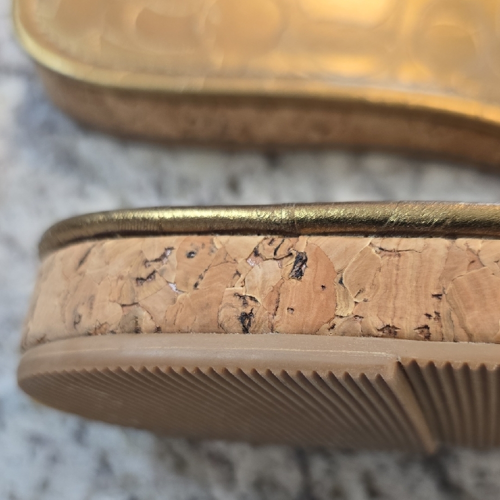 Coach Leanne Metallic Calf Bronze Slides - Picture 4 of 5